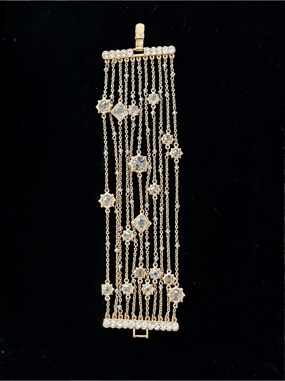 Crystal and Gold Multi-Strand Chain Stunning, Elegant Bracelet, NWOT